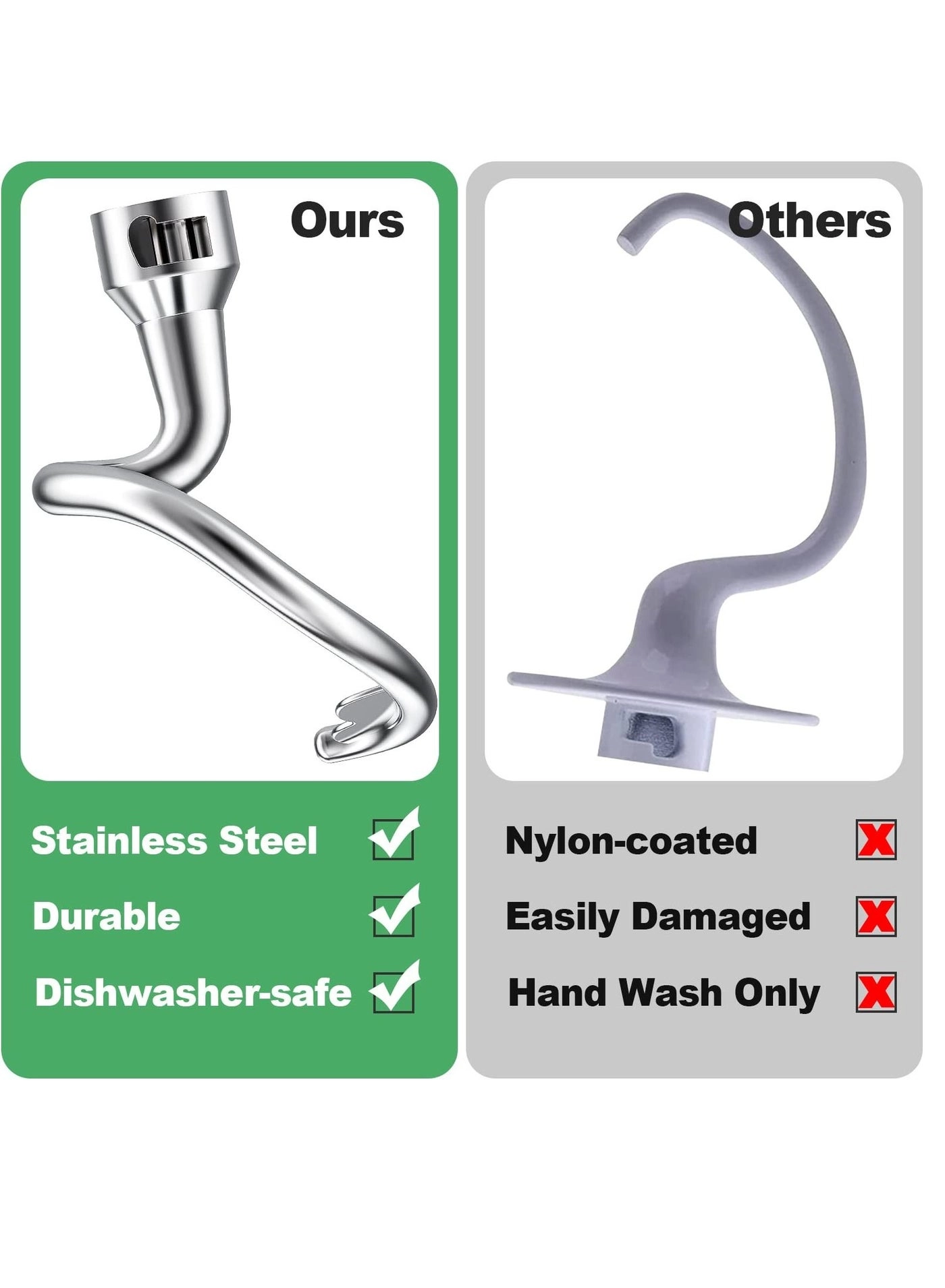 Spiral Dough Hook - 4.5/5 Qt. 18/8 Stainless Steel