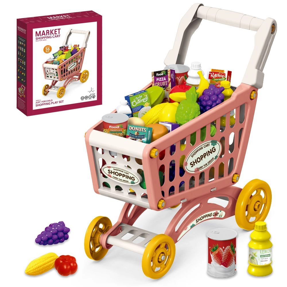 Eazy Kids Role Play Market Shopping Cart - 56 pcs (SAB-LS_DIYSC_BU)