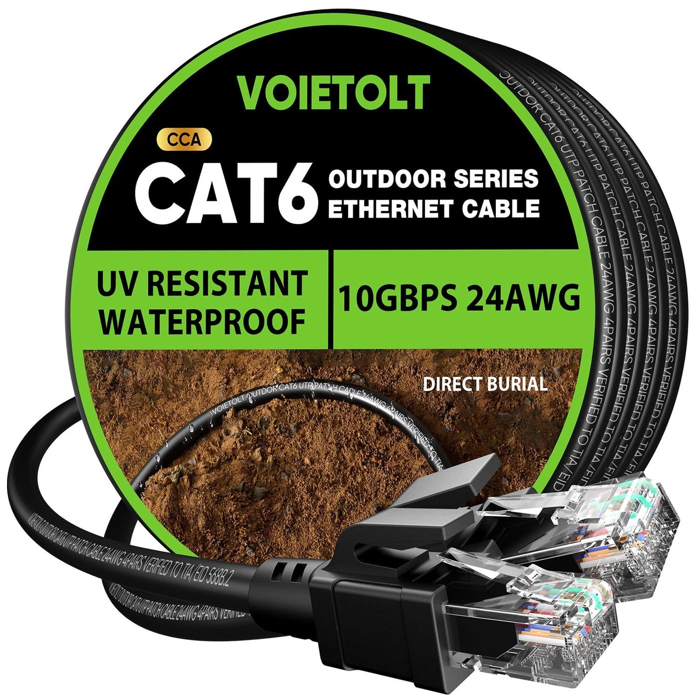 VOIETOLT Cat 6 Outdoor Ethernet Cable - 100 ft