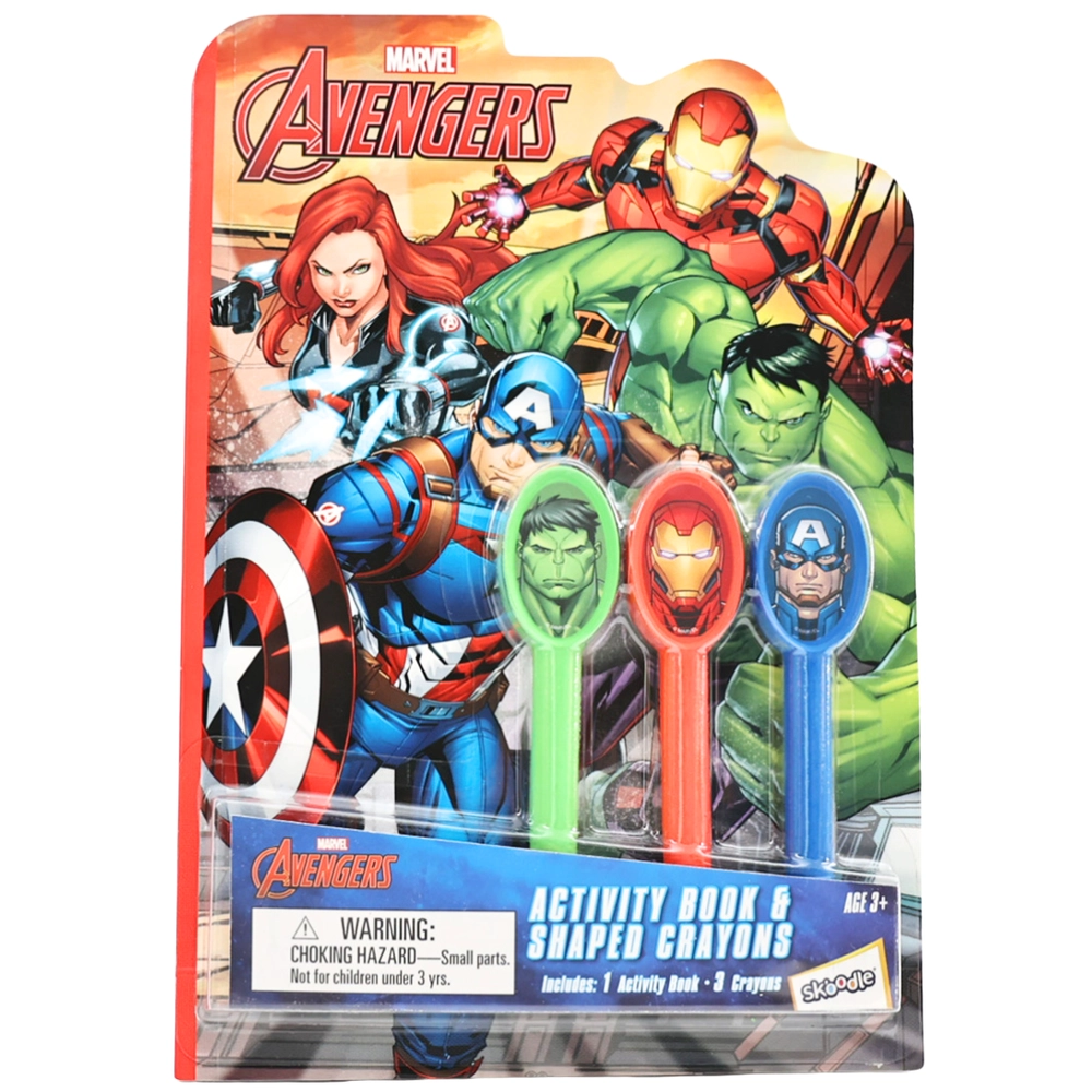 Avengers Activity Book and Shaped Crayons - 3+ years 4 pcs