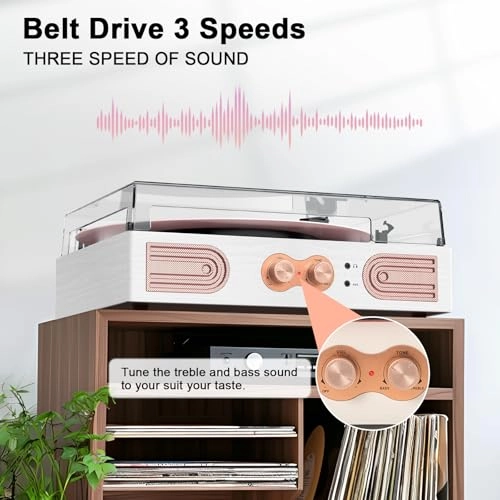 Vintage Record Player - 3-Speed Belt-Drive Bluetooth