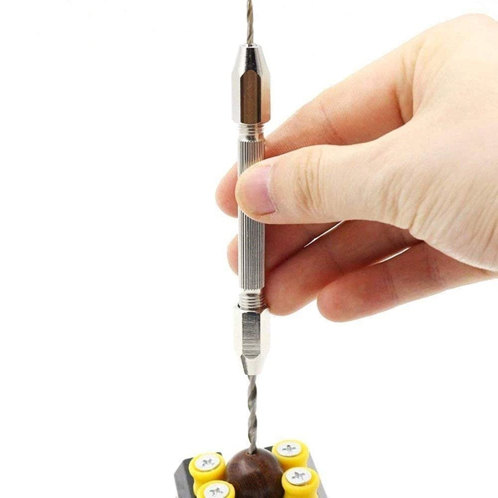 Hand Drill Bits - 2 Pcs + Precision Pin Vise + Double Ended Chucks - 2 Pcs
