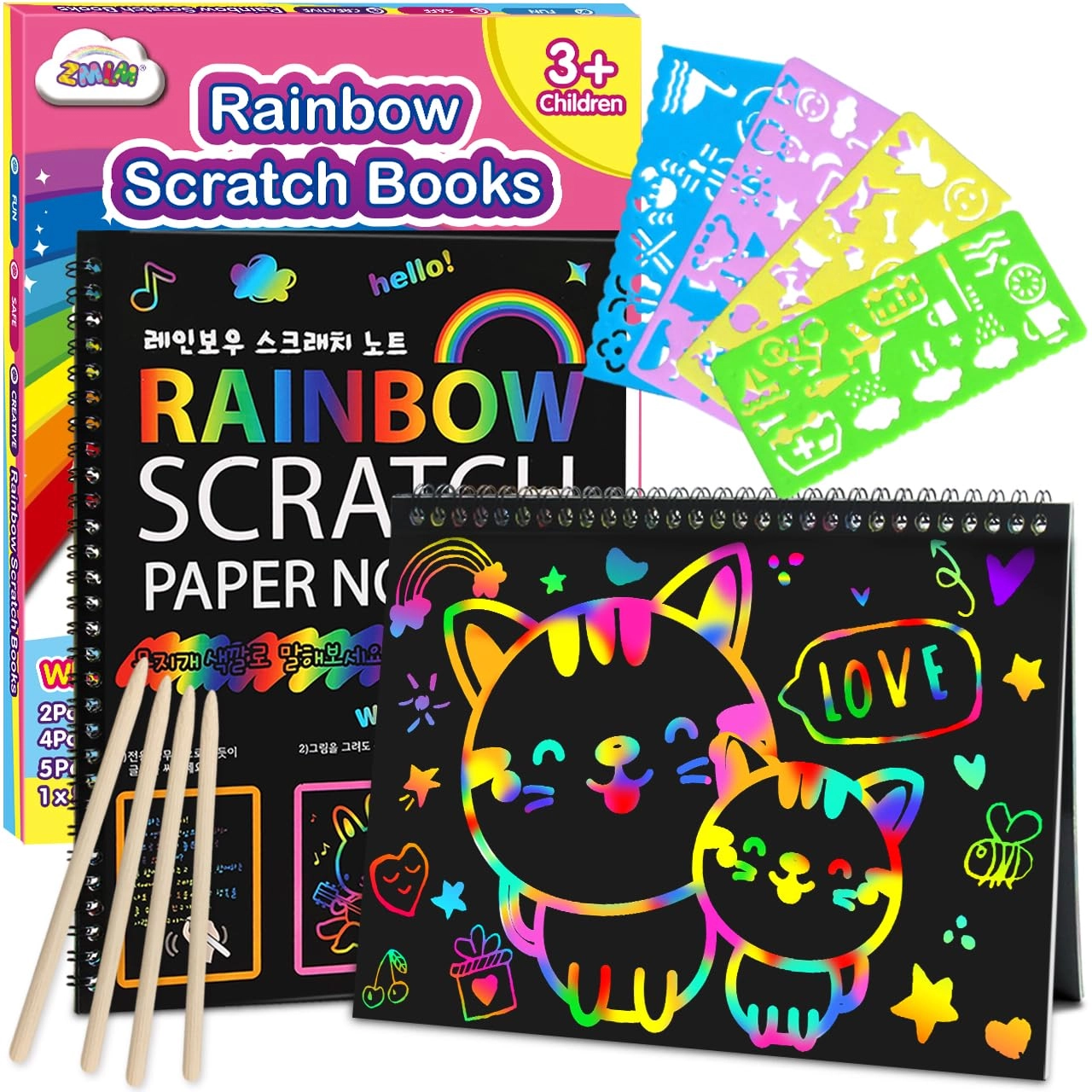 Rainbow Scratch Notebook Animal - 3+ years 2 pcs