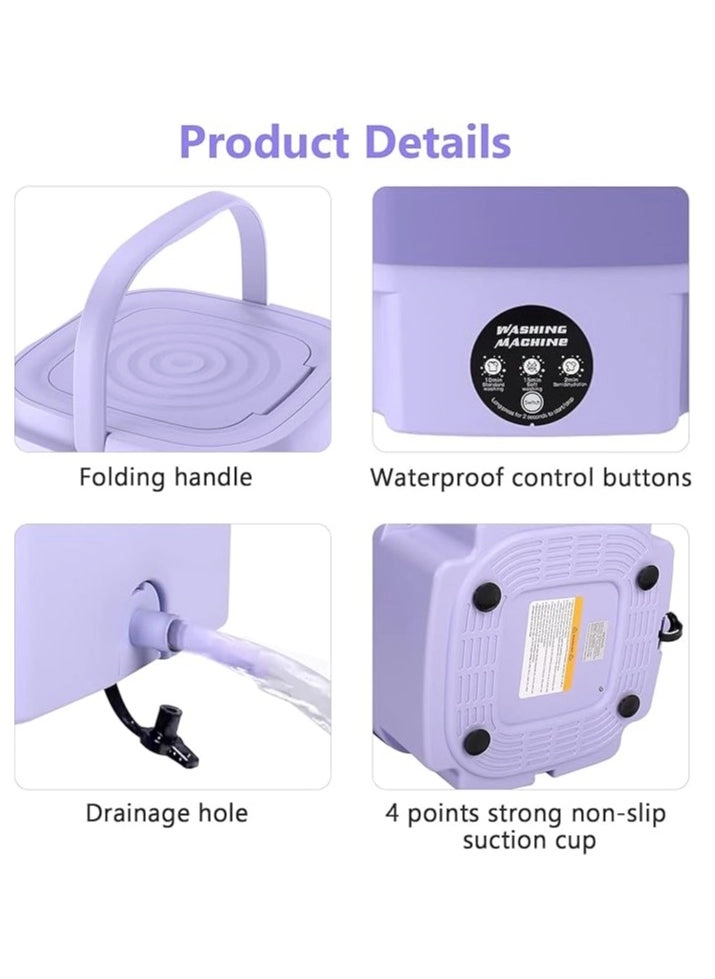 Portable Washing Machine, Portable Washer,8L, Mini Washing Machine, Foldable,Small Washer for Baby Clothes, Underwear or Small Items, Camping&Travel Laundry, Small Size,Space Saving(purple)
