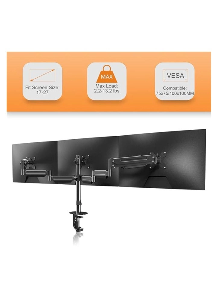 Triple Monitor Stand - Three 17-27 inch 75x75mm or 100x100mm