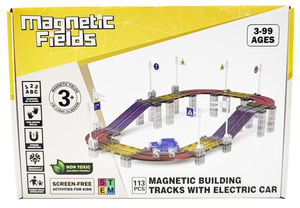 Magnetic Fields Magnetic Building Tracks With Electric Car - 113 pcs