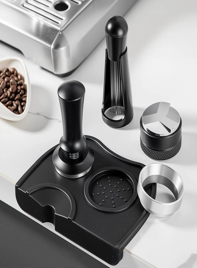 Espresso Tamper - 51mm + WDT Tool - 0.35mm + Coffee Distributor - 304 Stainless Steel + Dosing Funnel - Magnetic + Tamping Mat - Non-slip