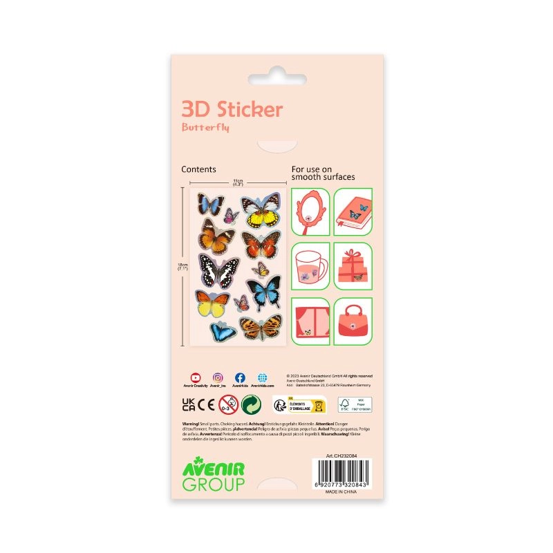 3D Butterfly Sticker Book 12 pcs