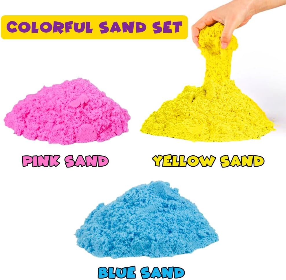 Magical & Moldable Play Sand Set - 3 colors 250 g each 3D shapes