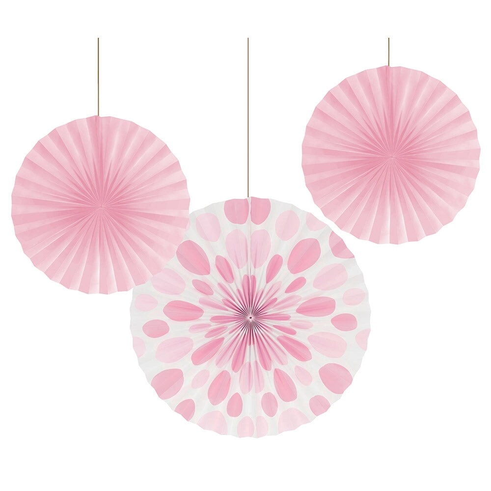 Solid & Polka Dot Paper Fan - 12'' 16'' Blue