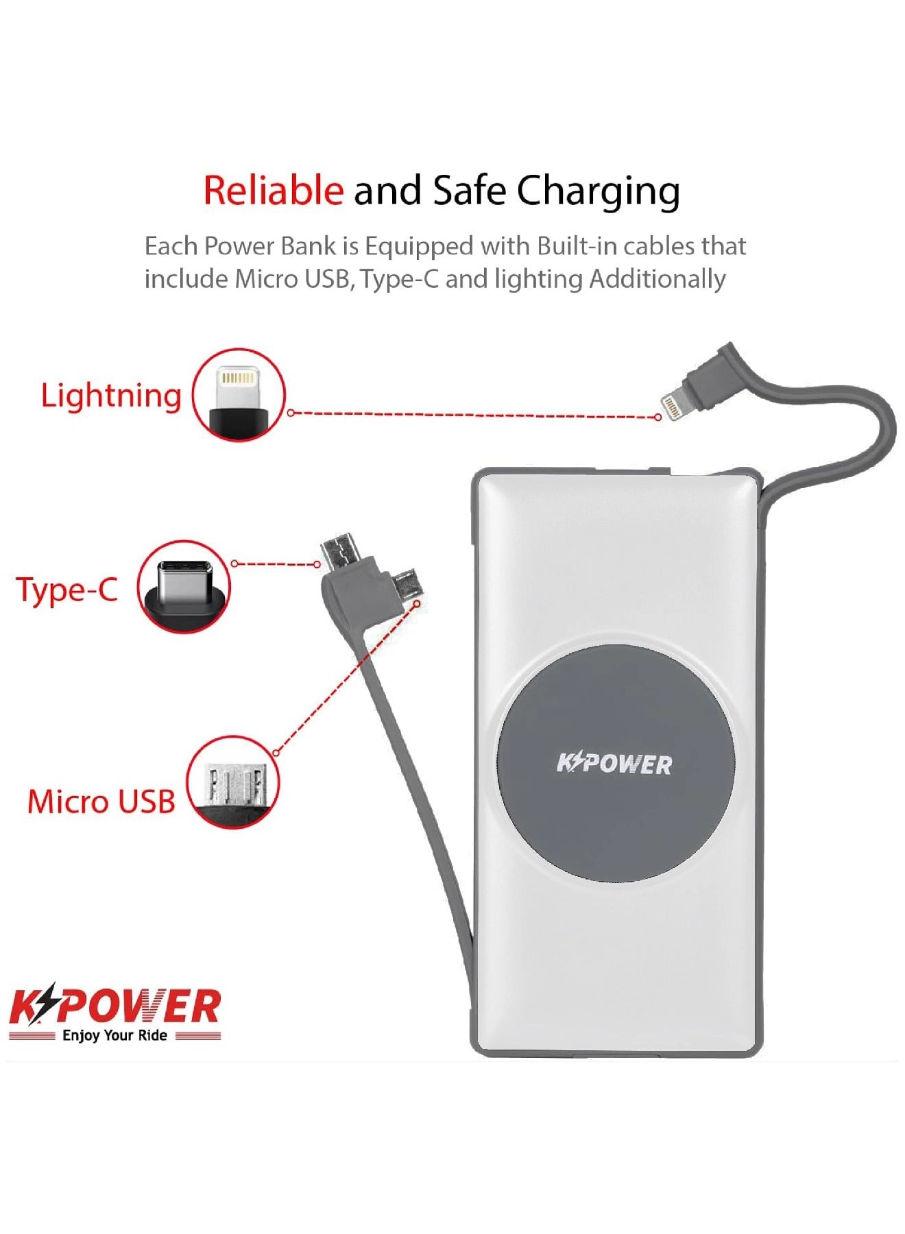 KP-PS-166W - 10000mAh 5V--3A(MAX) QC 4 Wireless