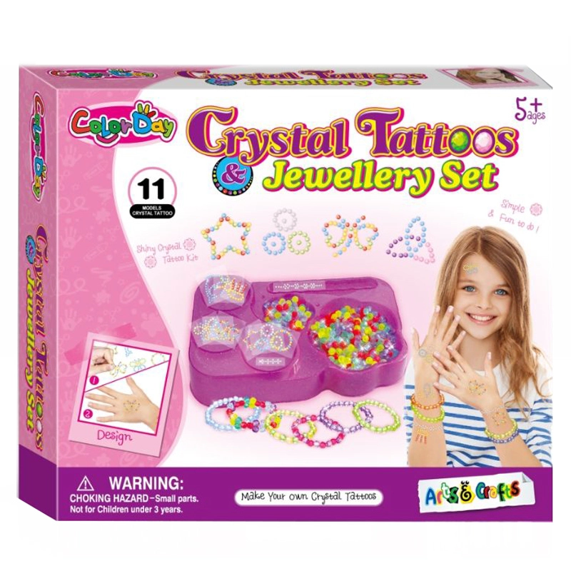 BrainGiggles Crystal Tattoo and Jewelry Set - 11 crystal tattoos beads workstation
