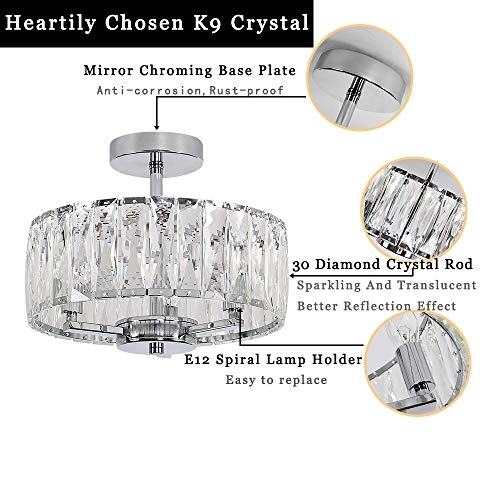 Semi Flush Mount Chandelier - Dimmable