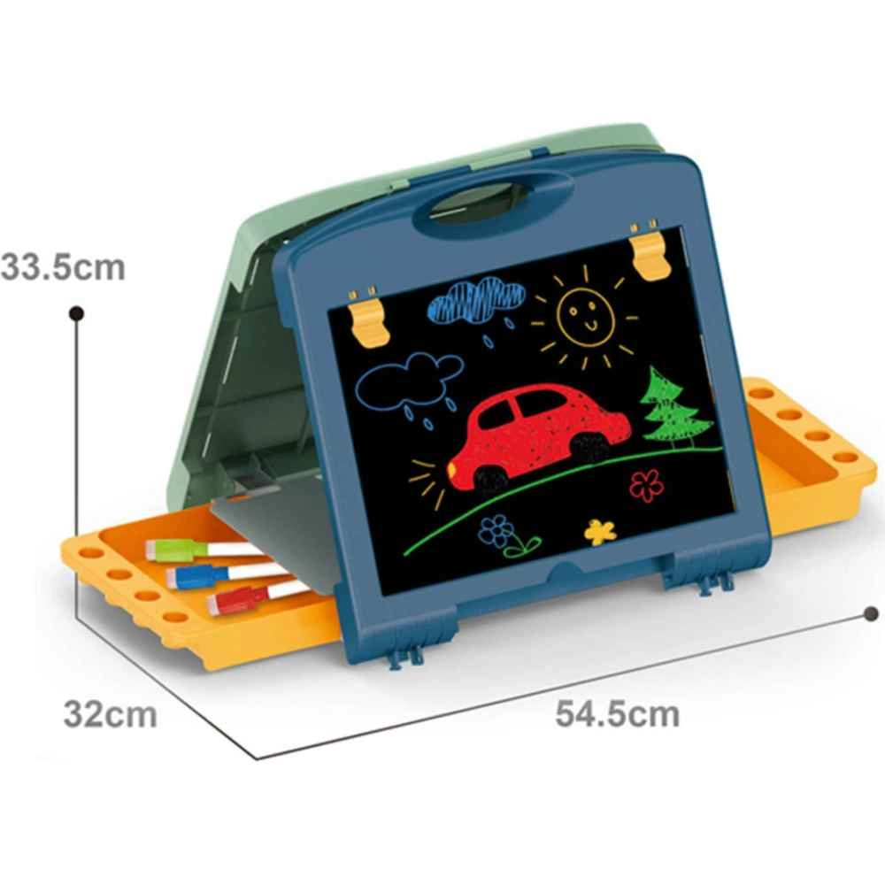 Dual Sided Drawing & Writing Board - 27 Pcs markers, chalks, eraser, and accessories