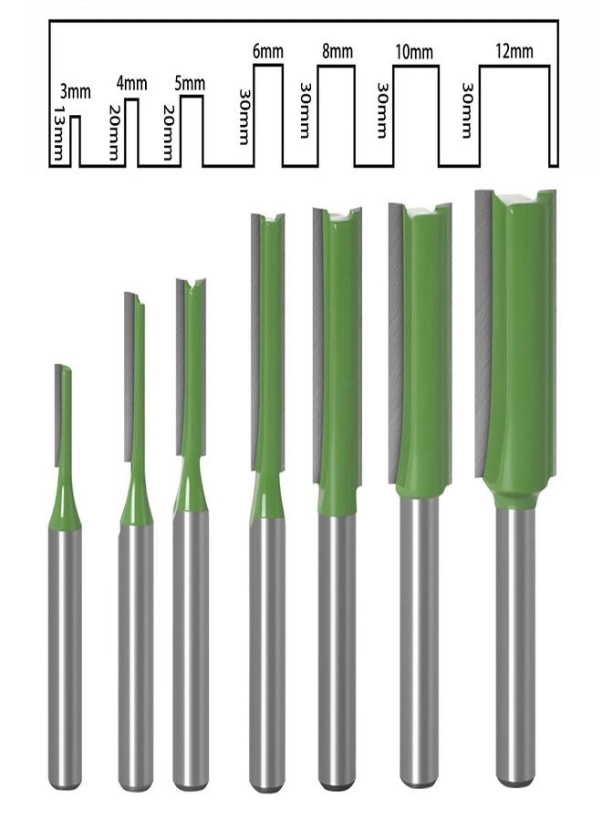 Dado Router Bit Set - 3/4/5/6/8/10/12mm 1/4" 7pcs