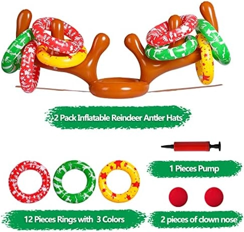 Inflatable Reindeer Antler Toss Game - ages 3 and up 12 Rings
