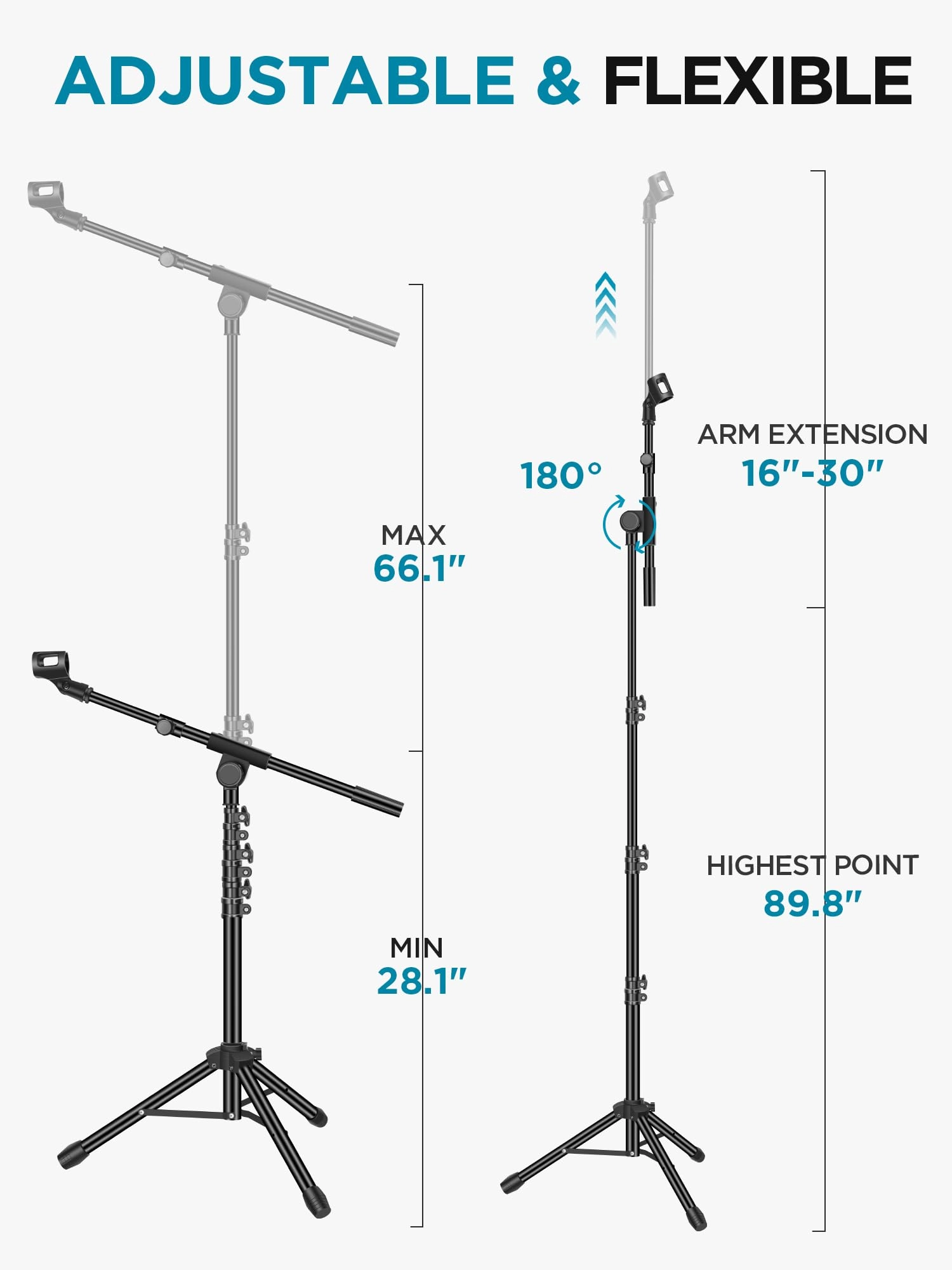 TS186 - Boom Arm Mic Stand Height Adjustable