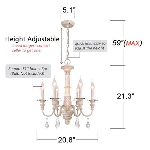 French Country Candle Style Chandelier - 59 inches