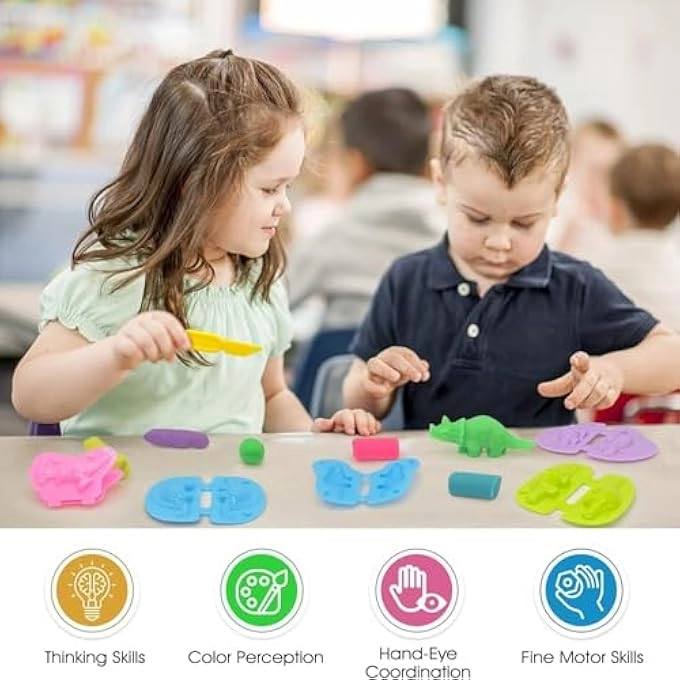 Dinosaur Dough Play Tools Set - 3+ years 45 pcs