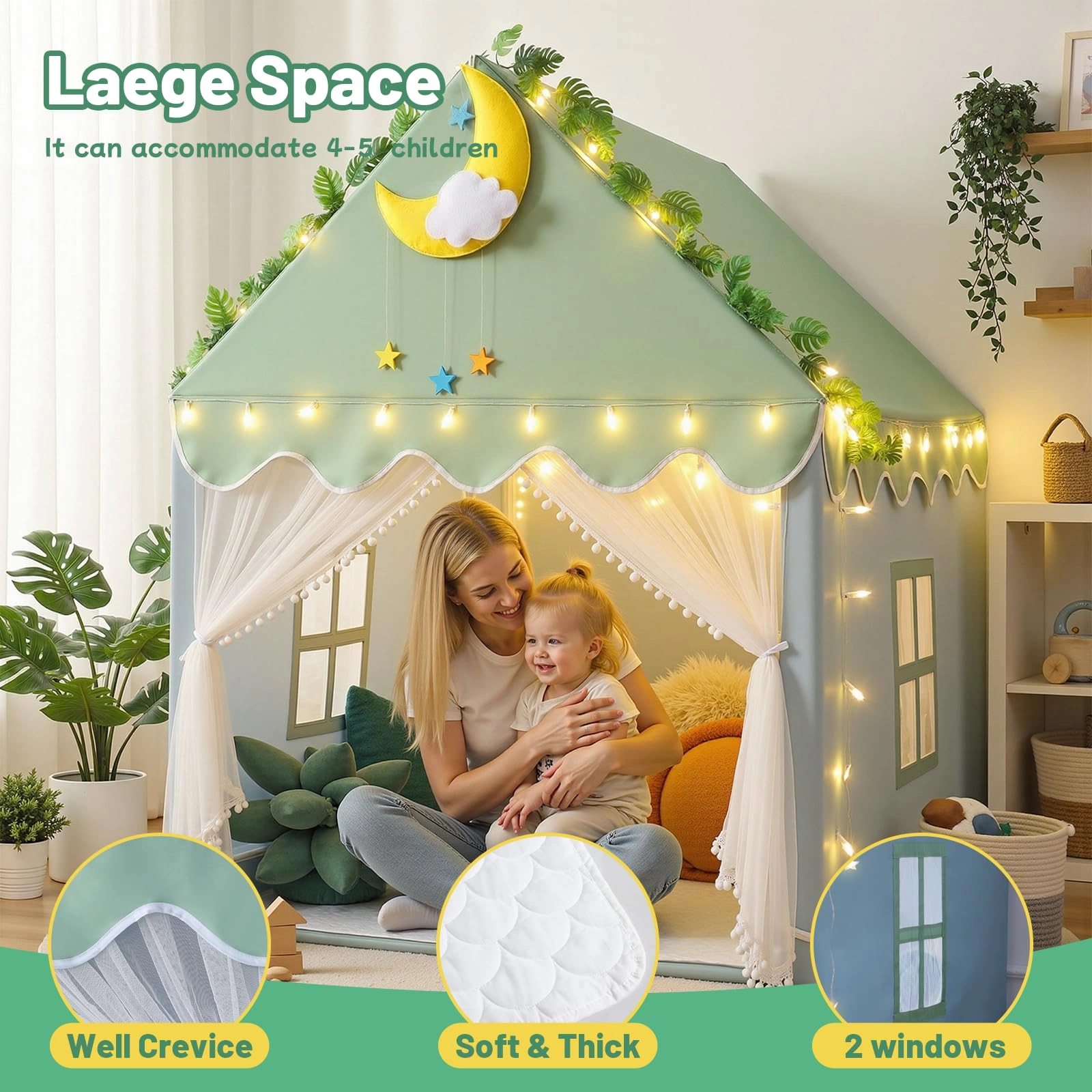 Kids Tent - 120 cm x 104 cm x 129 cm Princess