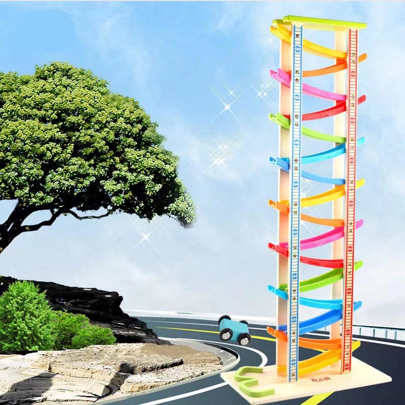 Wooden Ladder Gliding Car Track Set