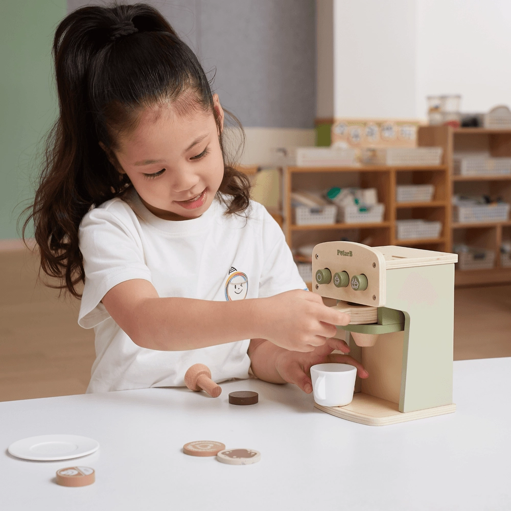 Wooden Coffee Machine - Suitable for 3 years and above 8 Pcs