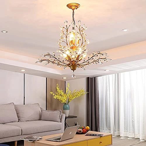Crystal Chandelier - 8 Lights Gold