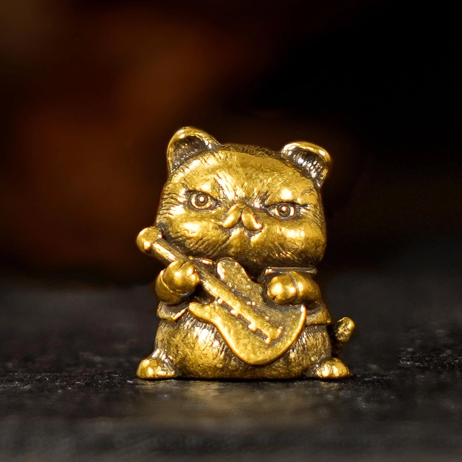 chovy Fierce Rocker Cat - Brass