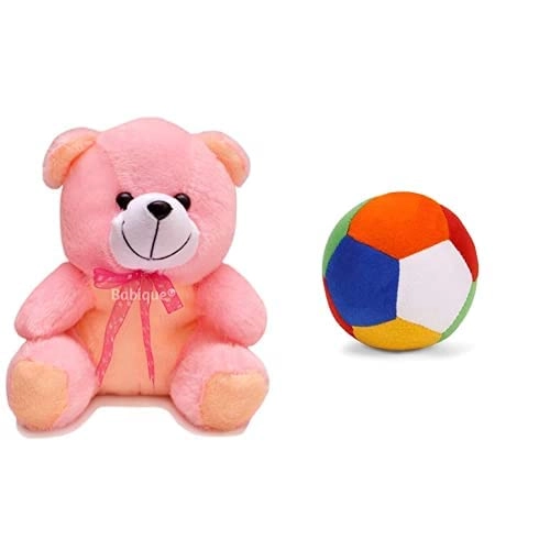 Rushi Enterprise Teddy Bear - 25 cm Sound + Rattle Ball - 10 cm