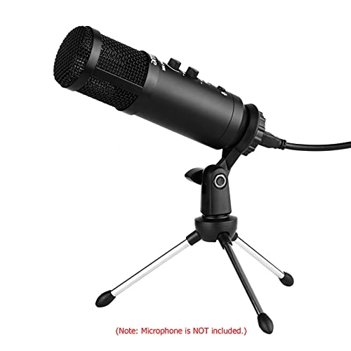 Foldable Desktop Microphone Tripod Stand - 5/8 Inch Threaded Mount Rotatable Mic Holder