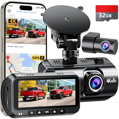 Befumly Front and Rear Dash Cam - 4K+1080P