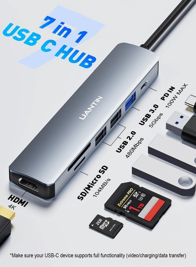 USB C Hub - 7 in 1 4K HDMI 100W PD