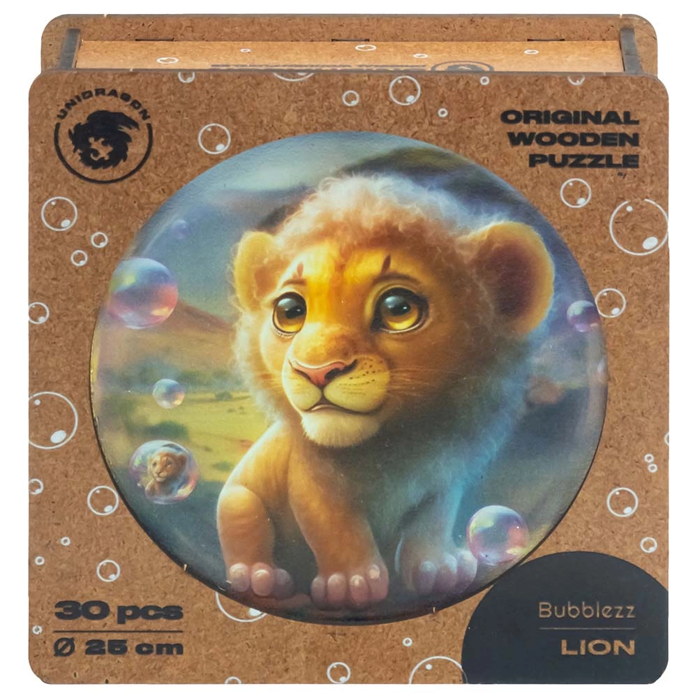 Unidragon Lion Bubblezz Wooden Puzzle (4107390-Lion_Bubblezz) - 30 pcs