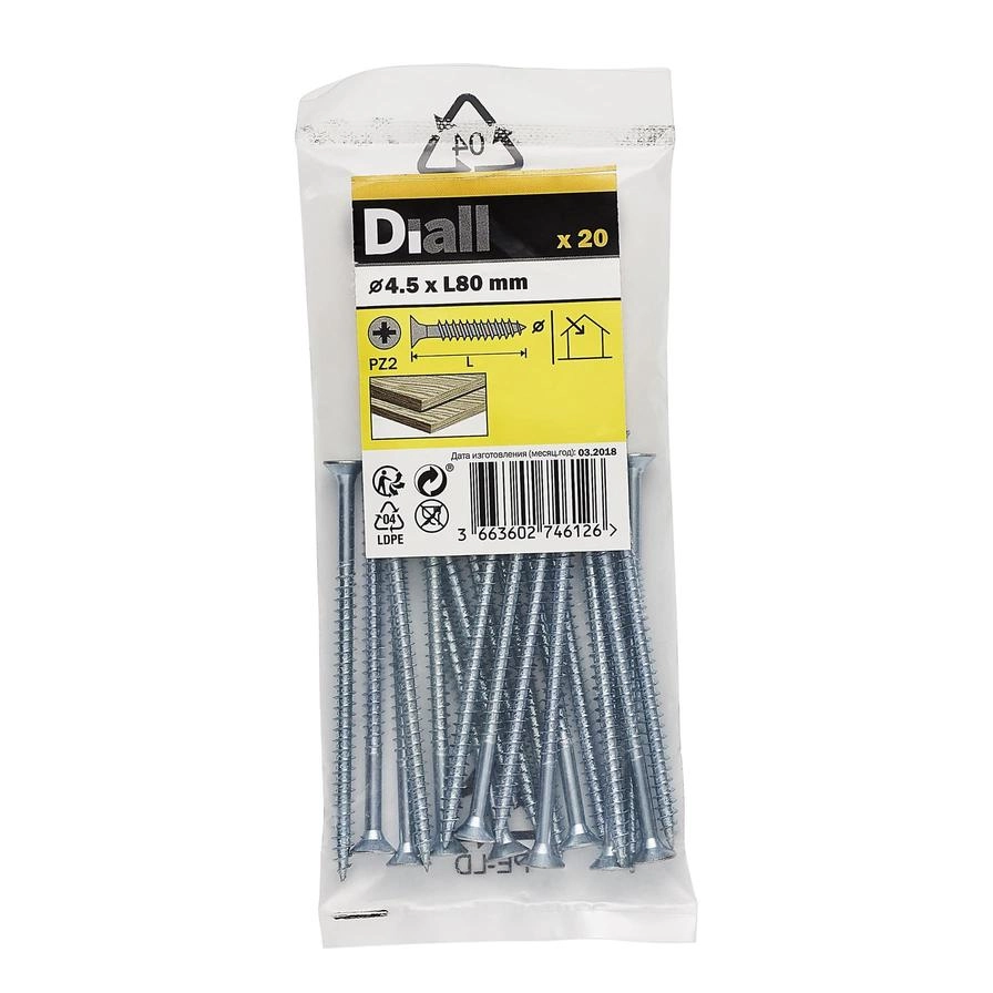 Diall Wood Screw - 80 mm 4.5 mm