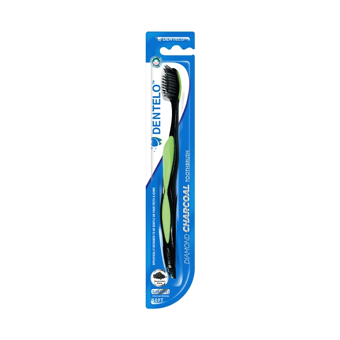 Dentelo Diamond Charcoal Toothbrush - Charcoal Infused Bristles Tongue Cleaner