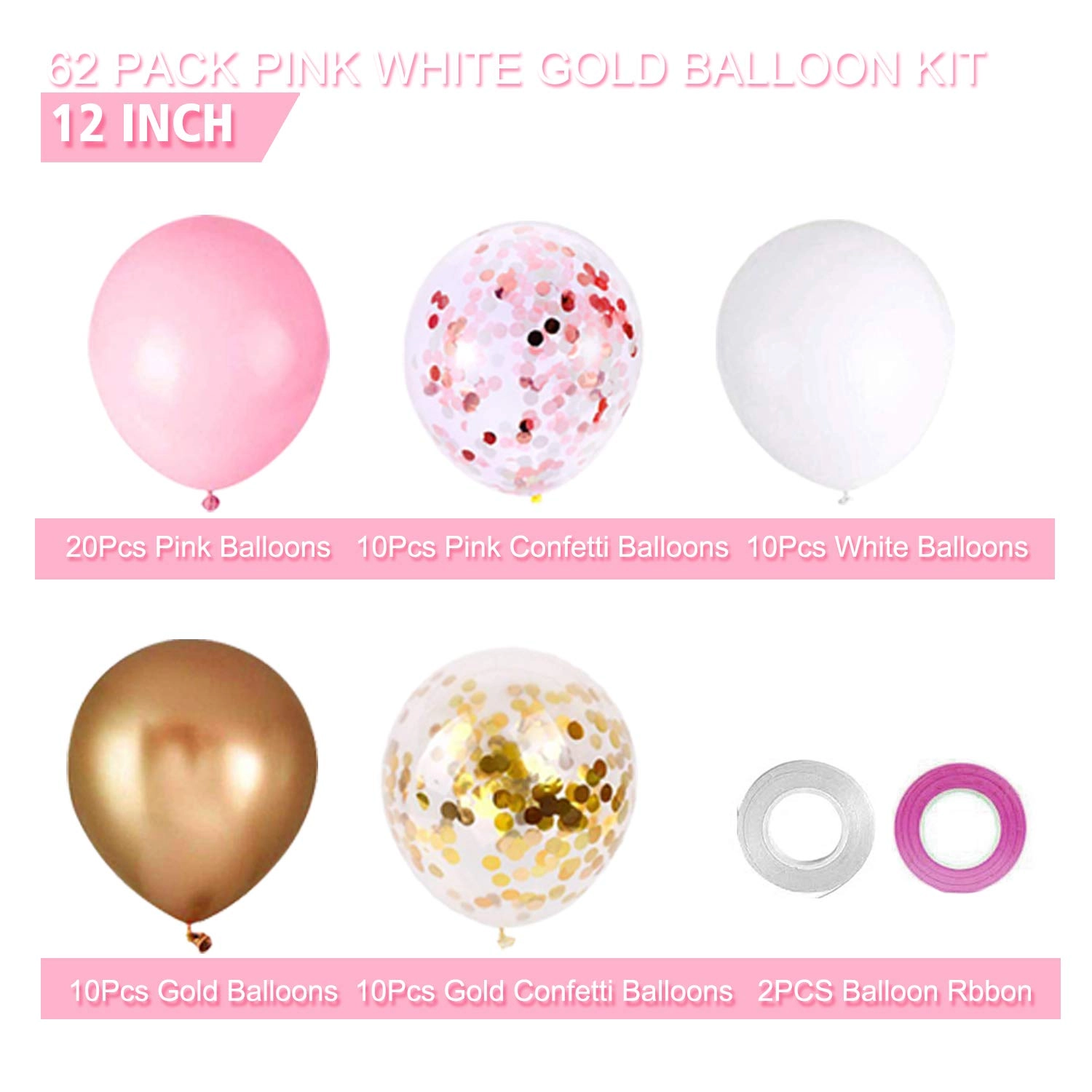 Confetti Latex Balloons - 60Pcs Anniversary Baby Shower Birthday Wedding