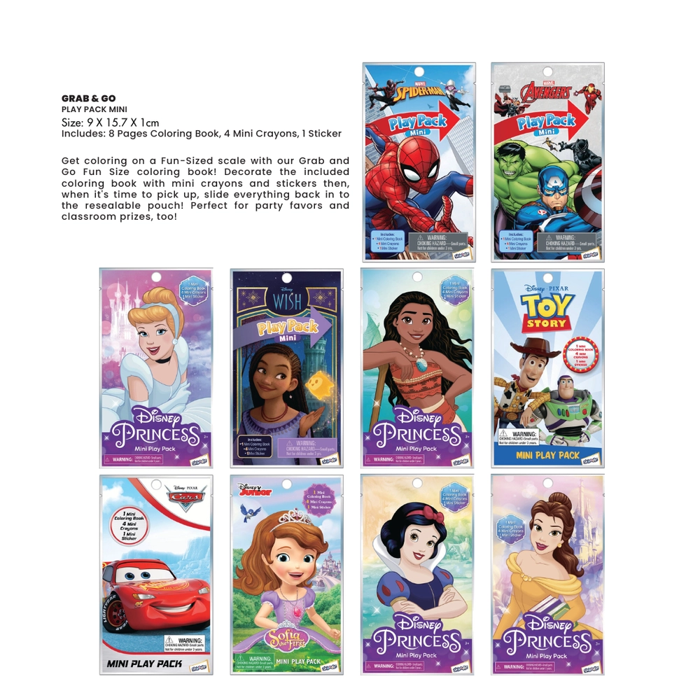 Princess Bella Mini Play Pack - 8-Page Coloring Book 4 Mini Crayons Ages 3+