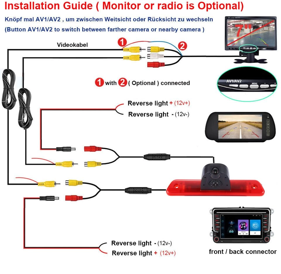 TFT LCD Monitor + Reversing Camera - Night vision 1280 x 720
