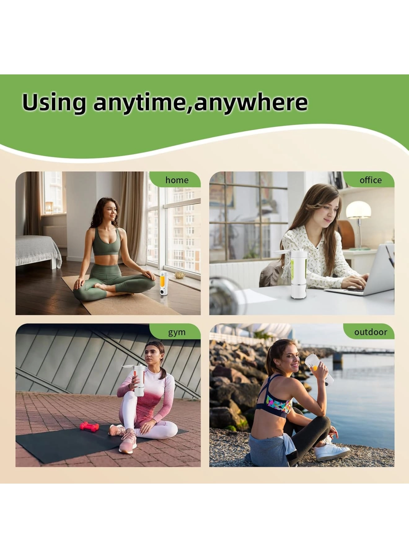 Portable Blender Smoothie Maker - Rechargeable Leakproof Lid Sip Spout