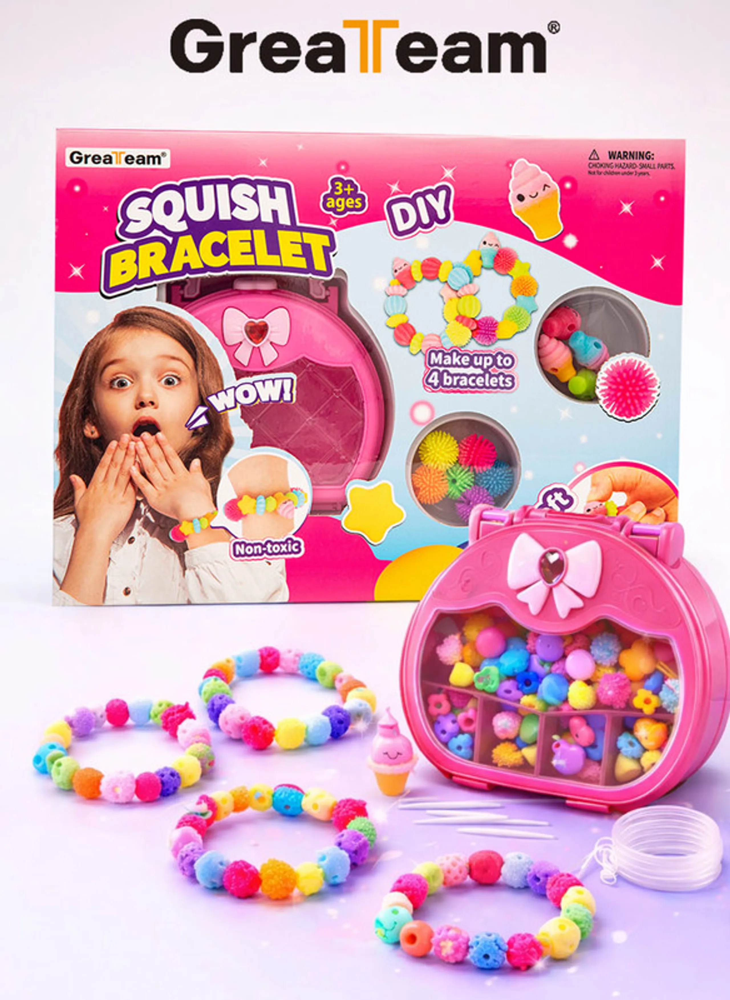 Squish Bracelet DIY Kit - 4pc Pink