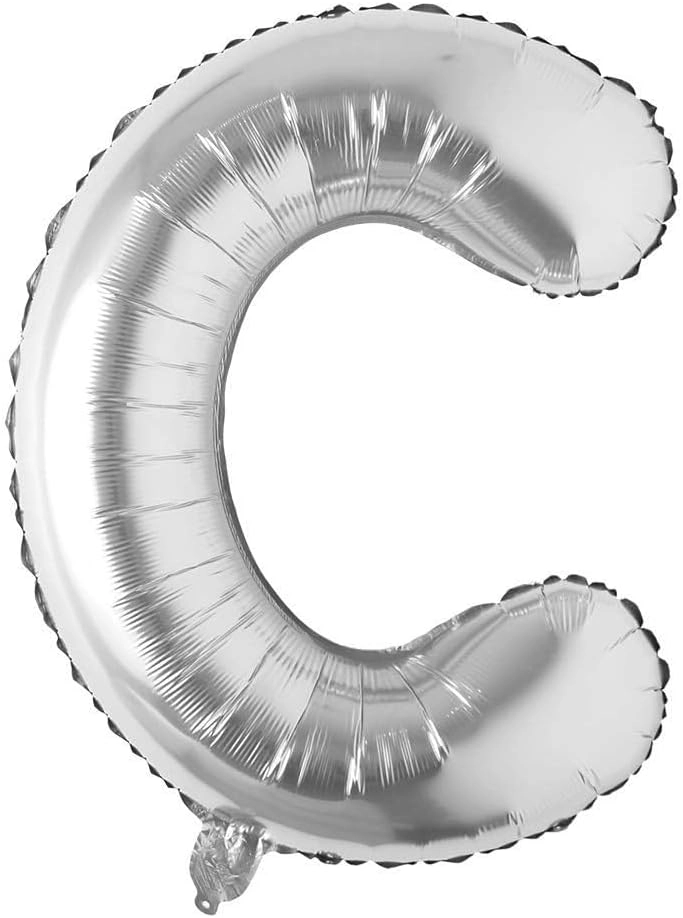 AL ARQAM LLC C Alphabet Letter Foil Balloon - 16-Inch Silver