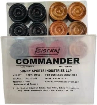 Kalindri Sports Carrom Coins - Wooden Sticker Commander