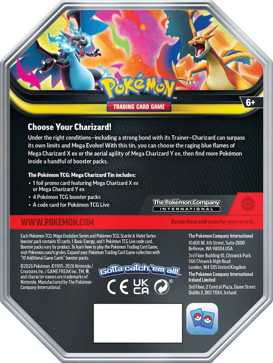 Mega Charizard Ex Tin - 1 foil promo 4 booster packs