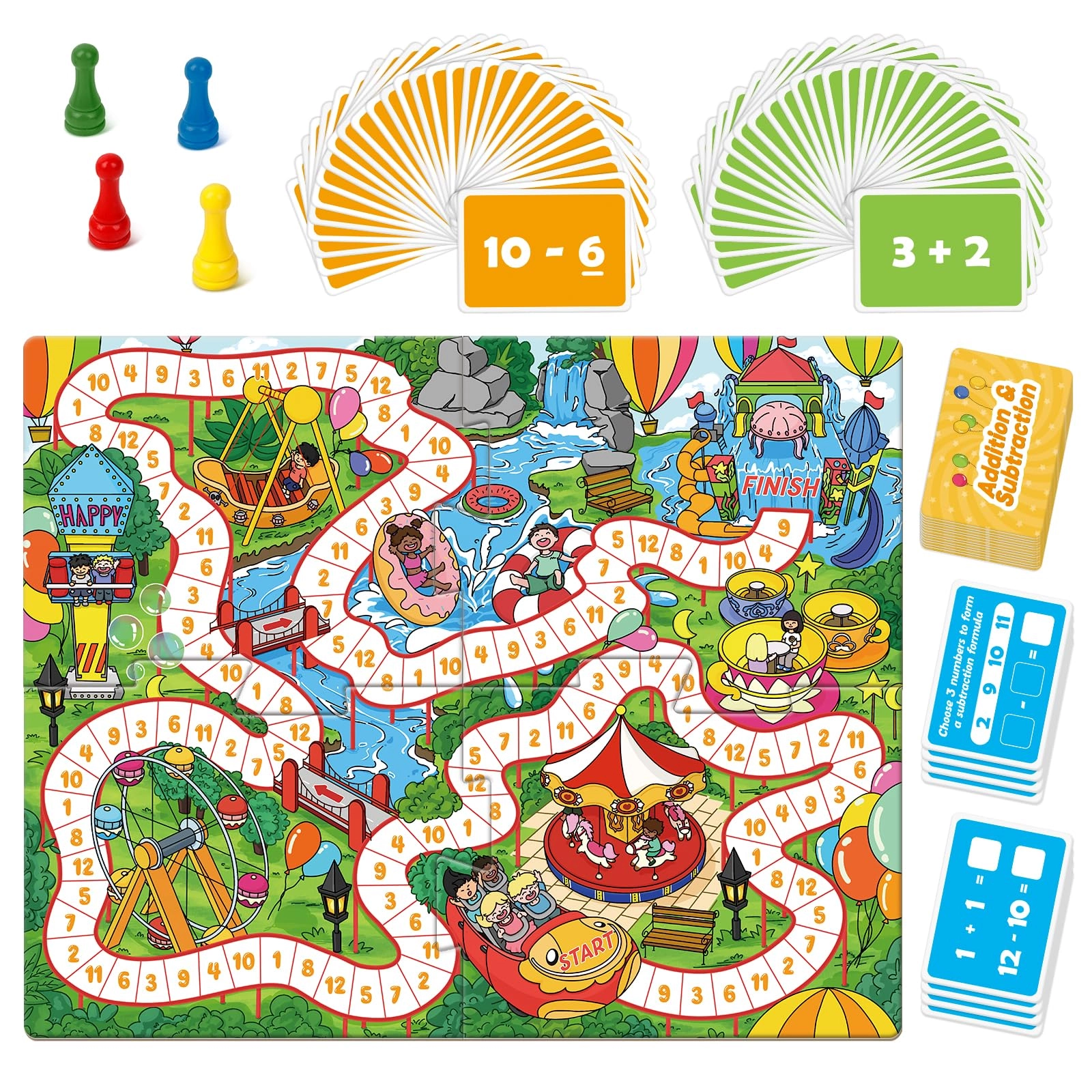 Broytain Addition and Subtraction Board Game - 5 years and up 4 pieces