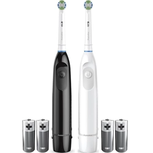 Oral Pro Battery Power Toothbrush - 2 Pack Black & White Bundle