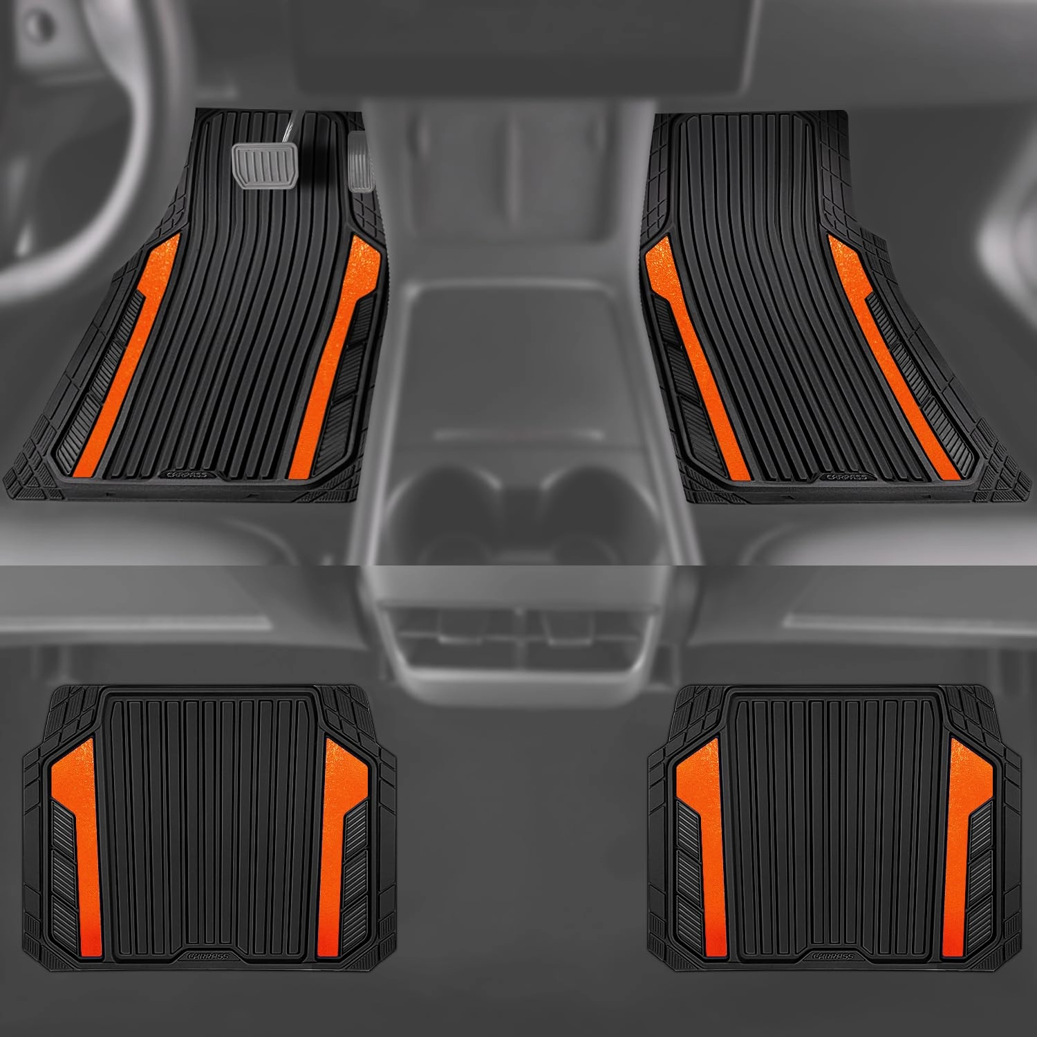 Heavy Duty Rubber Car Mats - All Weather Anodized Universal Fit