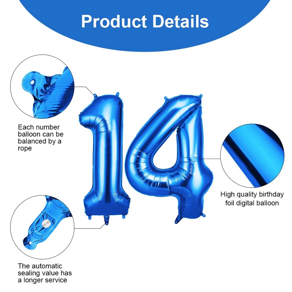 Number 14 Balloon - 2pcs Birthday