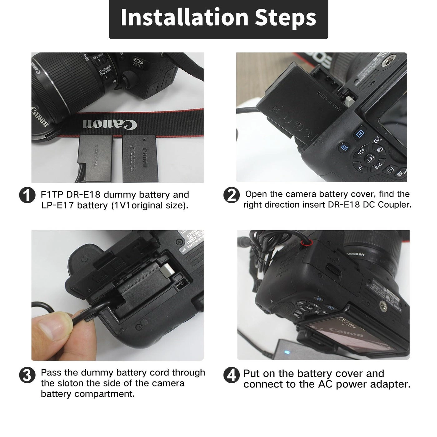 ACK-E18 - AC Power Adapter + DR-E18 - DC Coupler