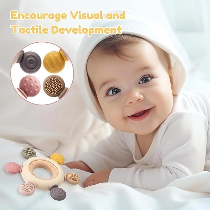 2 in 1 Teether - Beech Wood, Silicone