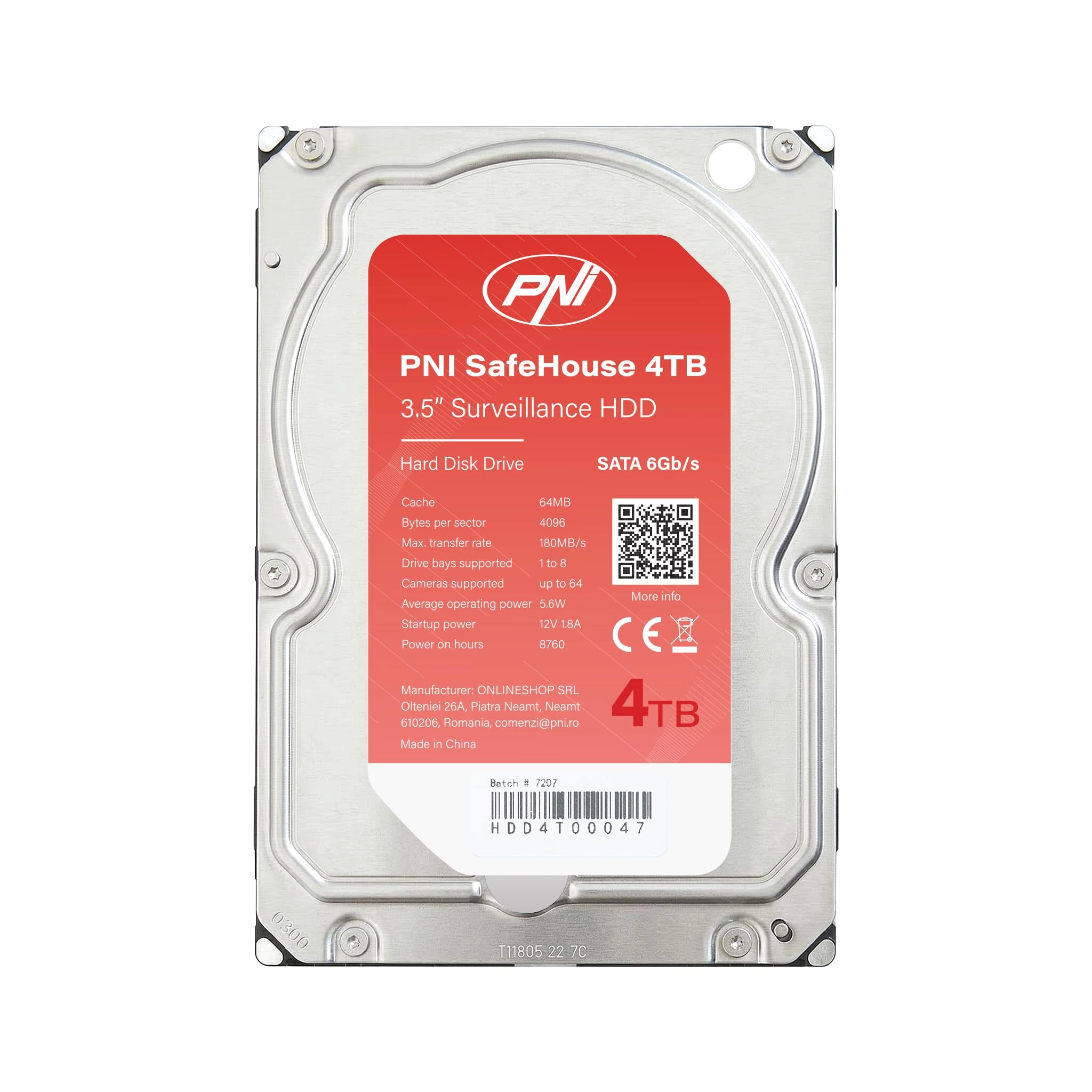 ONLINESHOP SRL SafeHouse 3.5" 7200rpm 64MB SATA 3 (PNI-HDD-SF-4TB) - 4TB